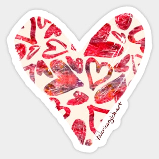 Red Watercolor Hearts Surface Pattern Sticker
